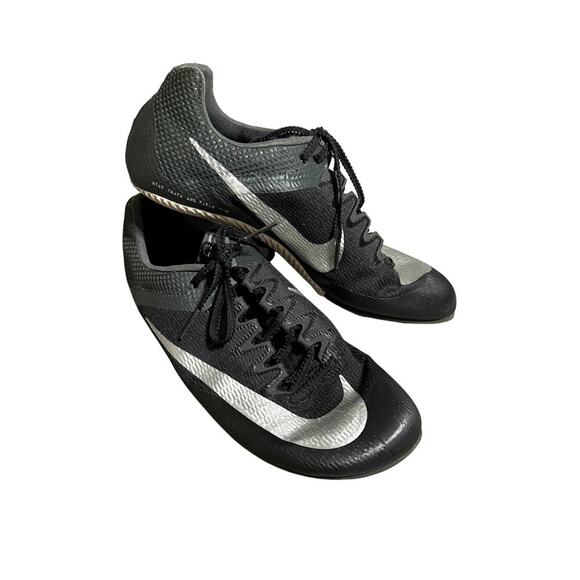 NIKE Zoom Rival Sprint Size 6.5‎ EU 39 Black Silver Cleats Tie DC8753-001 Metal - Picture 2 of 8